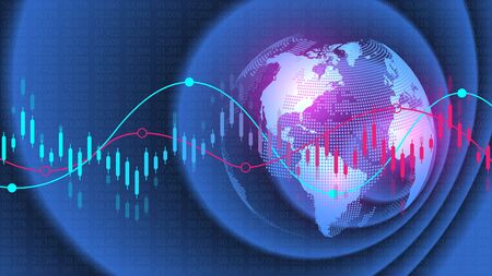 Stock market background or forex trading business graph chart for financial investment concept. Business presentation for your design. Economy trends, business idea and technology innovation designのイラスト素材