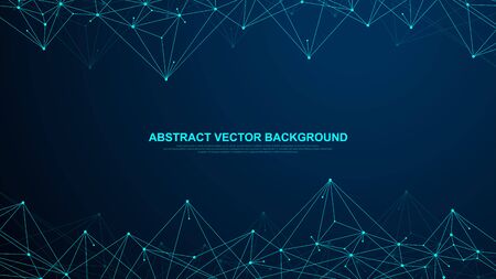 Abstract plexus background with connected lines and dots. Plexus geometric effect. Digital data visualization. Futuristic technology style low-poly element for design. Vector illustrationのイラスト素材