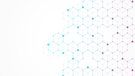 Hexagons abstract background with geometric shapes. Science, technology and medical concept. Futuristic background in science style. Graphic hex background for your design. Vector illustrationのイラスト素材