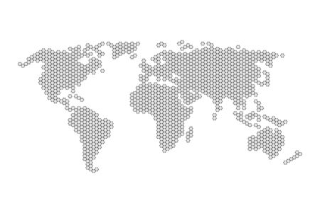 Grey world map with hexagons vector illustration flat designのイラスト素材