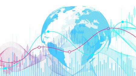 Stock market background or forex trading business graph chart for financial investment concept. Business presentation for your design. Economy trends, business idea and technology innovation design.のイラスト素材