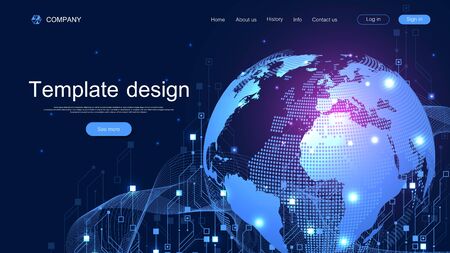 Global network connection concept. Big data visualization. Social network communication in the global computer networks. Internet technology. Business. Science. Vector illustrationのイラスト素材