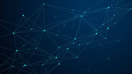 Abstract plexus background with connected lines and dots. Plexus geometric effect. Digital data visualization. Futuristic technology style low-poly element for design. Vector illustration.のイラスト素材