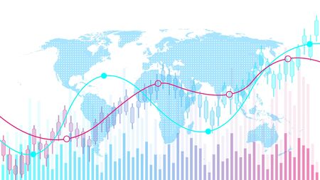 Stock market background or forex trading business graph chart for financial investment concept. Business presentation for your design. Economy trends, business idea and technology innovation designのイラスト素材
