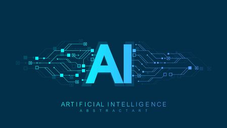 Artificial Intelligence Logo, Icon. Vector symbol AI, deep learning blockchain neural network concept. Machine learning, artificial intelligence, aiのイラスト素材