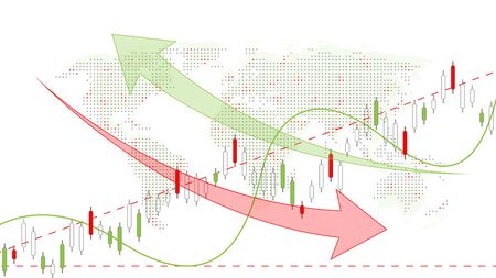 Stock market background or forex trading business graph chart for financial investment concept. Business presentation for your design. Economy trends, business idea and technology innovation designのイラスト素材