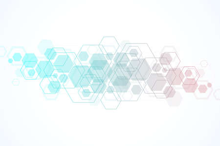 Scientific molecule background with flow waves for medicine, science, technology, chemistry. Wallpaper or banner with a DNA molecules. Geometric dynamic linear waves illustration.の写真素材