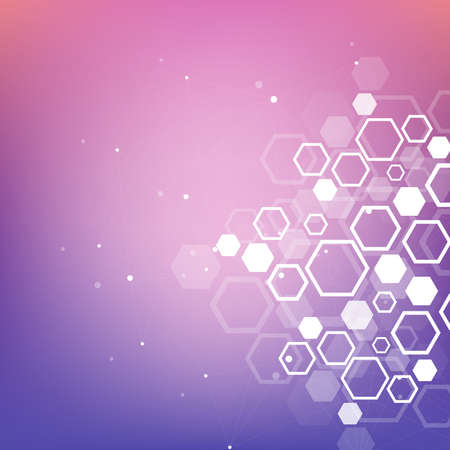 Abstract medical background. DNA research. Hexagonal structure molecule and communication background for medicine, science, technology, illustration.の写真素材