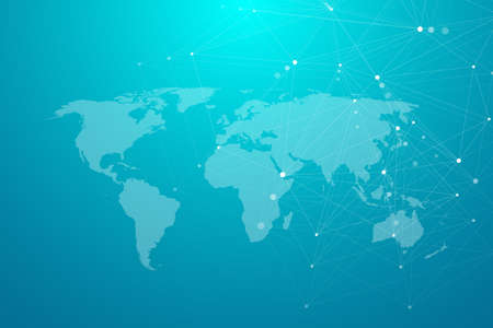 Global network connections with world map. Internet connection background. Abstract connection...