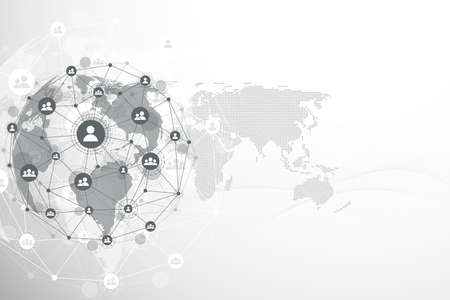 Global network connection concept. Big data visualization. Social network communication in the...