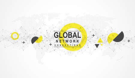 Global network connection concept. Big data visualization. Social network communication in the global computer networks. Internet technology. Business. Science. Vector illustrationのイラスト素材