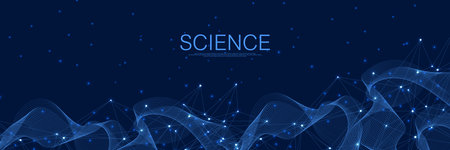 Abstract digital network connections blue background. Artificial intelligence and engineering technology concept. Global network Big Data, Lines plexus, minimal array. Vector illustration.のイラスト素材