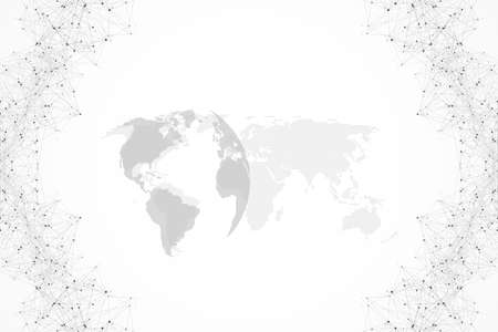 Global network connections with points and lines. Wireframe background. Abstract connection structure. Polygonal space background, illustrationの写真素材