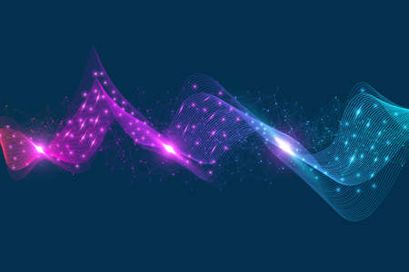 Abstract colorful wave lines background. Geometric template for your design brochure, flyer, report, website, banner, illustrationの写真素材