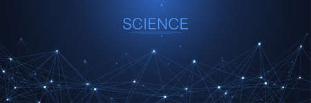 Abstract digital network connections blue background. Artificial intelligence and engineering...