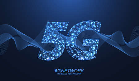 5G network wireless technology concept. 5G web banner icon for business and technology, signal,...