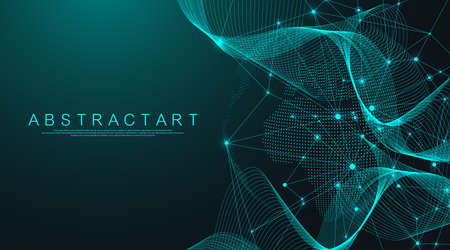 Global network connections with points and lines. Wireframe technology abstract vector illustrationのイラスト素材