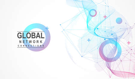 Global network connection concept. Big data visualization. Social network communication in the global computer networks. Internet technology. Business. Science. Vector illustrationのイラスト素材