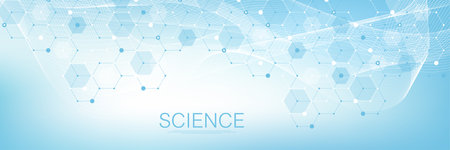 Health care and medical pattern innovation concept background design. Abstract geometric hexagons shape medicine and science background. Vector illustrationのイラスト素材