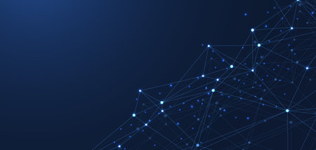 Technology abstract lines and dots connection background. Connection digital data and big data concept. Digital data visualization, illustrationの写真素材