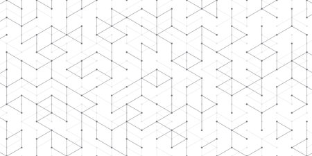 Modern technology vector illustration with square grid. Technology banner template cubes texture. Digital geometric abstraction with lines and dotsのイラスト素材