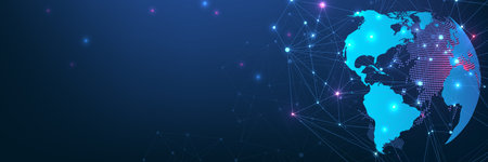 Global network connection concept. Big data visualization. Social network communication in the global computer networks. Internet technology. Business. Science. Illustrationの写真素材