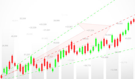 World business graph or stock market chart or forex trading graph in graphic concept. Financial investment or business economic trend candlestick graph. Business idea and technology innovation designのイラスト素材
