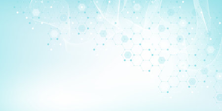 Health care and medical pattern innovation concept science background design. Abstract geometric hexagons shape medicine and science background, illustration.の写真素材