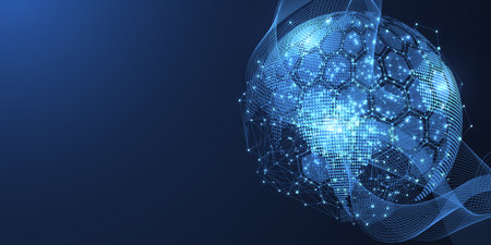 Global network connection concept. Big data visualization. Social network communication in the global computer networks. Internet technology. Business. Science. Illustrationの写真素材