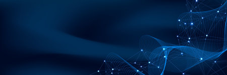 Abstract plexus background with connected lines and dots. Wave flow. Plexus geometric effect Big data with compounds. Lines plexus, minimal array. Digital data visualization, illustrationの写真素材
