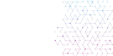 Technology abstract background lines, dots and hexagons. Hexagonal digital concept for poster, banner, header, footerのイラスト素材