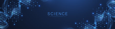 Molecular abstract structure and genetic engineering DNA. Healthcare and medicine background concept. Scientific research background. Wave flow. Innovation pattern. Vector illustration.のイラスト素材