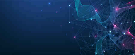 Global network connection concept. Big data visualization. Social network communication in the global computer networks. Internet technology. Business. Science. Vector illustrationのイラスト素材