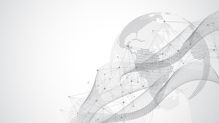 Global network connection concept. Big data visualization. Social network communication in the global computer networks. Internet technology. Business. Science. Vector illustrationのイラスト素材