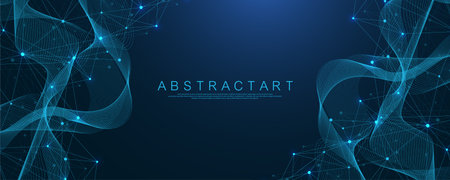 Global network connection concept. Big data visualization. Social network communication in the global computer networks. Internet technology. Business. Science. Vector illustrationのイラスト素材