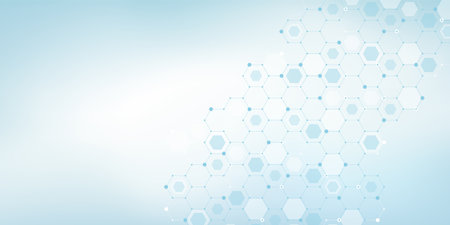 Molecular abstract structure and genetic engineering DNA. Healthcare and medicine background concept. Scientific research background. Wave flow. Innovation pattern. Vector illustration.のイラスト素材