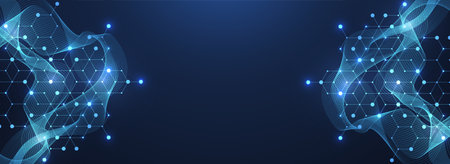 Molecular abstract structure and genetic engineering DNA. Healthcare and medicine background concept. Scientific research background. Wave flow. Innovation pattern. Vector illustration.のイラスト素材