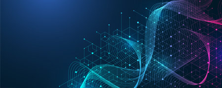 Abstract digital blockchain cube blocks concept. 3D big data cubes quantum computer technology idea. Artificial intelligence data core cubes design elementのイラスト素材