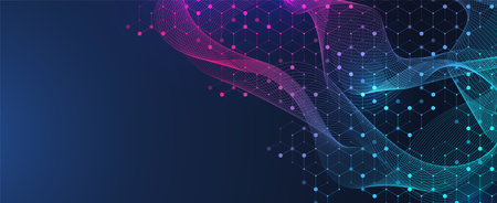 Abstract digital blockchain cube blocks concept. 3D big data cubes quantum computer technology idea. Artificial intelligence data core cubes design element illustrationの写真素材