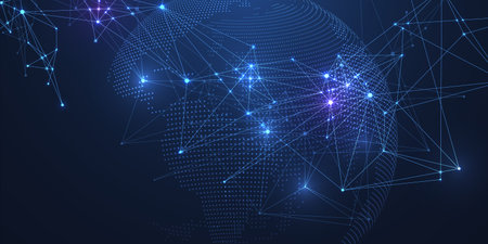 Global network connection concept. Big data visualization. Social network communication in the global computer networks. Internet technology. Business. Science. Vector illustrationのイラスト素材