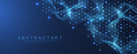 Molecular abstract structure and genetic engineering DNA. Healthcare and medicine background concept. Scientific research background. Wave flow. Innovation pattern. Vector illustration.のイラスト素材