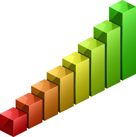 Bar graph vector moving from red to greenのイラスト素材