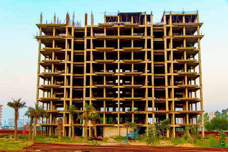 Jaipur, Rajasthan, India,- March 2020 : Labour is working on a new construction of buildings in...
