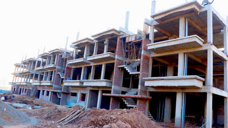 Surat, Gujrat, India,- July 2020 : Abstract View of a new construction of house in Suratのeditorial素材