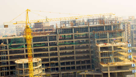 Kota, Rajasthan, India,- March 2020 : Drone Shot taken of an under construction buildings in Kotaのeditorial素材