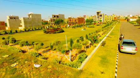Latur, Maharashtra, India,- june 2020 : Abstract view of a green parks during summer in Laturのeditorial素材