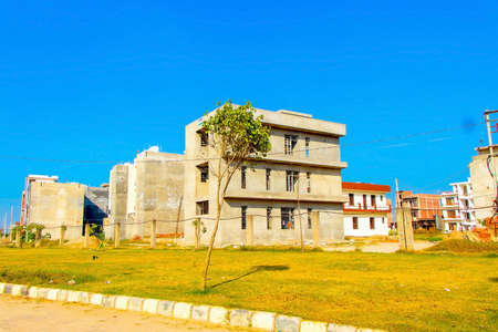 ahmedabad, Gujrat, India,- june 2019 : view of an new constructions of small home in ahmedabadのeditorial素材