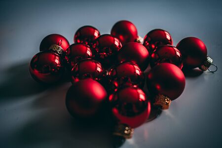 Christmas balls on a desk