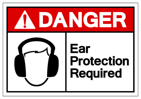 Danger Ear Protection Required Symbol Sign, Vector Illustration, Isolate On White Background Label. EPS10のイラスト素材