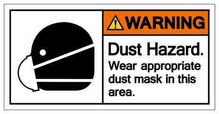 Warning Dust Hazard Wear Appropriate Dust Mask In This Area Symbol Sign,Vector Illustration, Isolated On White Background Label. EPS10 のイラスト素材